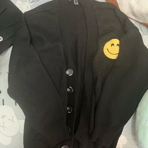 Forever 21 smiley face black cardigan